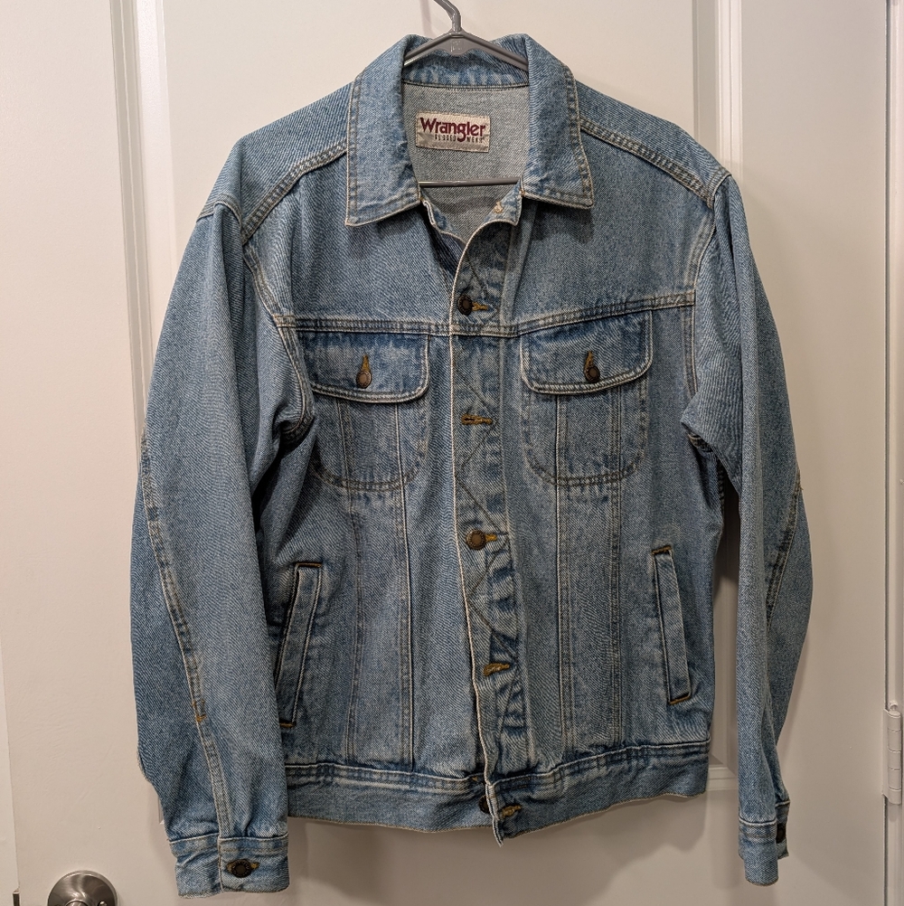 Wrangler Men's Light Blue Denim Jacket Western Rugged Size M